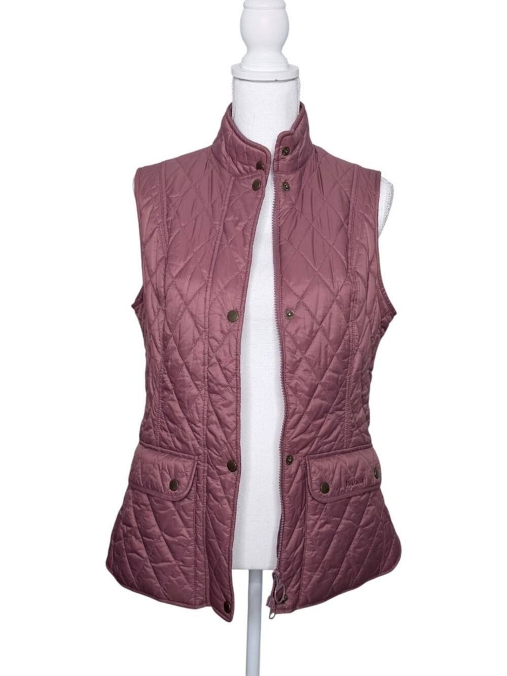 Barbour Otterburn Gilet Full Zip Quilted Vest Mauve Size 6